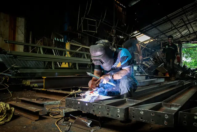 Example photo: welding steel frames (bespoke fabrication)