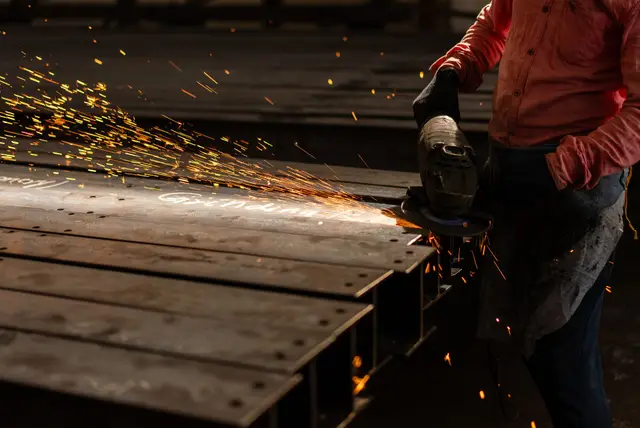 Example photo: cutting steel to size (bespoke fabrication)